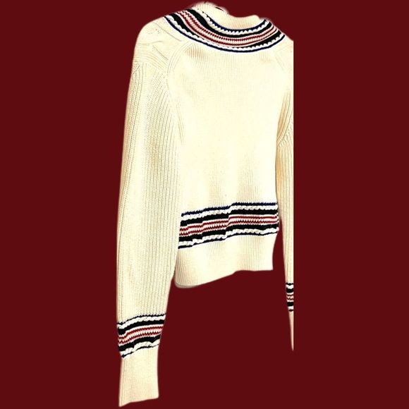 NWT $325 rag & bone | Dale Vee | Academia | V-Neck Cableknit Cropped Sweater - Picture 8 of 12